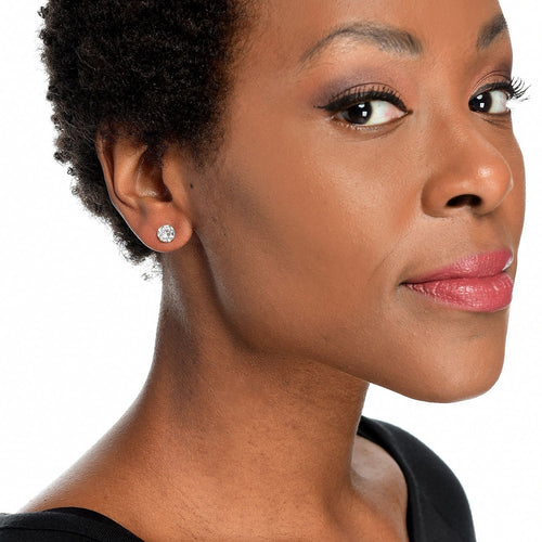 14K White Gold Simulated Diamond Round Stud Earrings