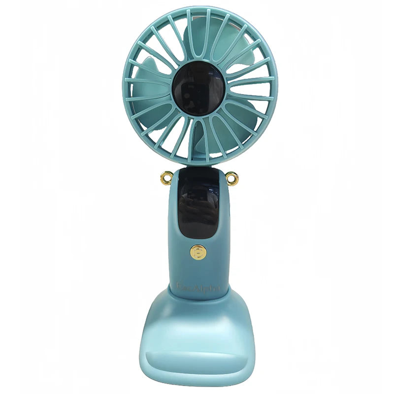 1 Portable Mini Fan with LED Display, Neck Fan, USB Rechargeable Handheld Fan, 6 Wind Adjustments, 180 Degree Foldable, Battery