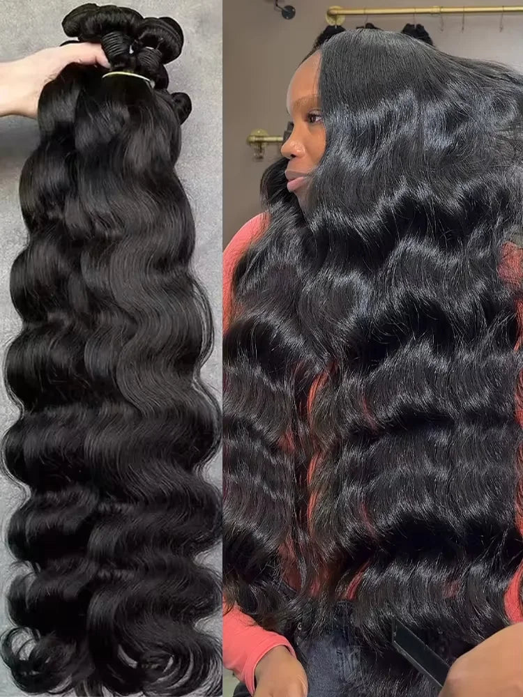 30 40Inch Body Wave 100% Human Hair Bundles Virgin Hair 16A Water Wave Bundles Double Weft Raw Hair Extensions Weaving For Women