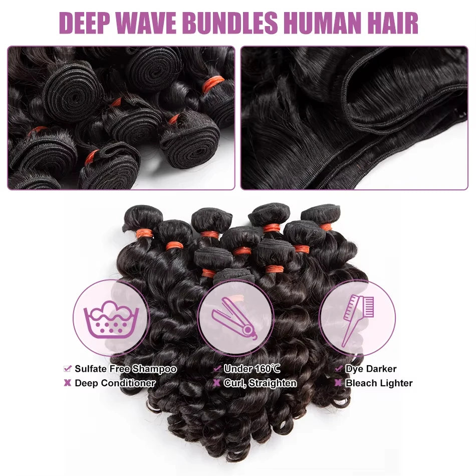 15A Loose Wave Raw Burmese Curly Bundles Human Hair Extensions Double Weft Remy Natural Black Wave Bundles Quick Weaving Tissage