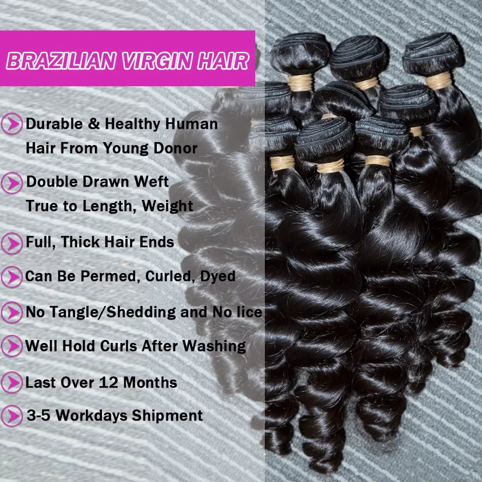 15A Loose Wave Raw Burmese Curly Bundles Human Hair Extensions Double Weft Remy Natural Black Wave Bundles Quick Weaving Tissage